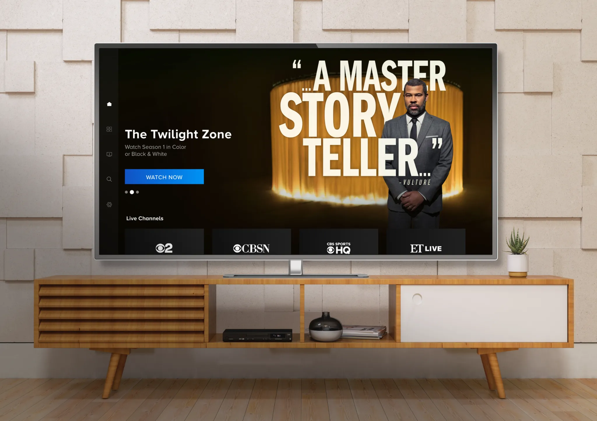 CBS All Access television experience displayed in a living-room setting