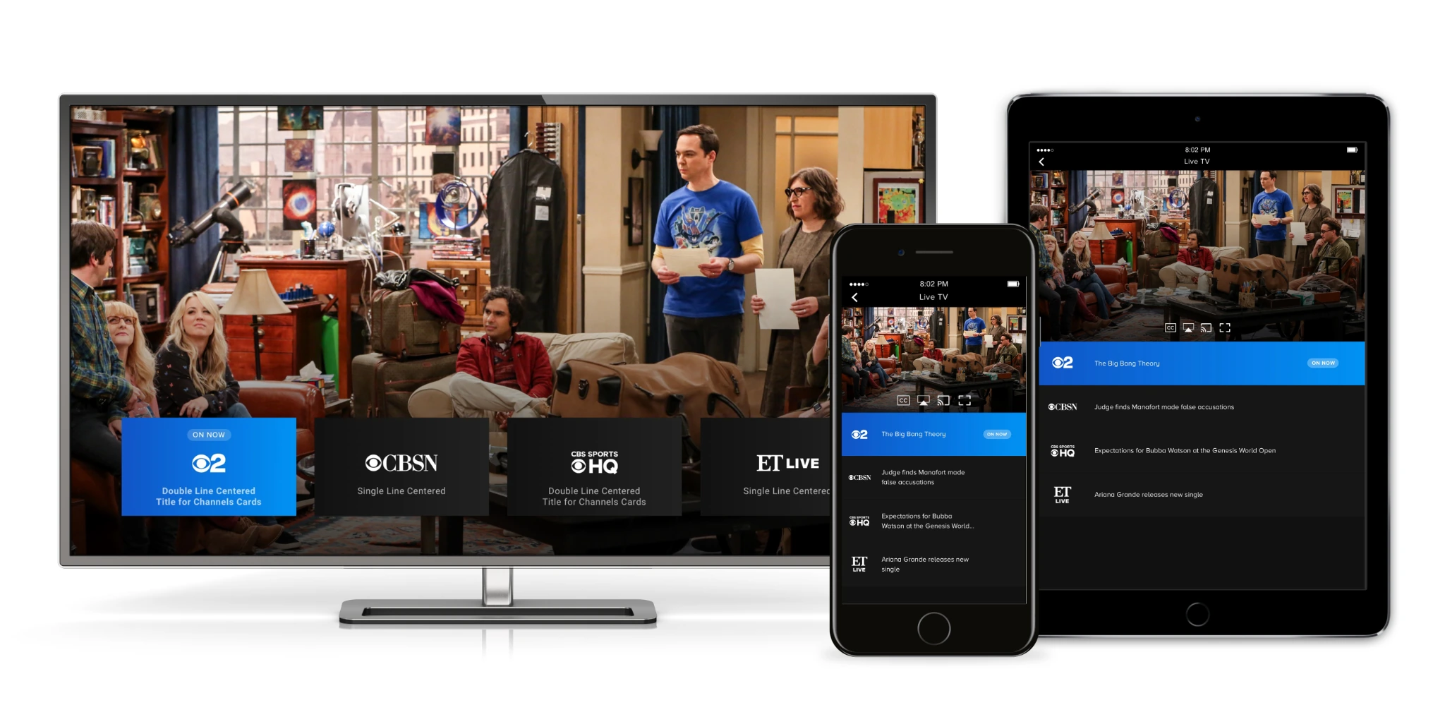 CBS All Access live television experience across TV, tablet, and mobile
